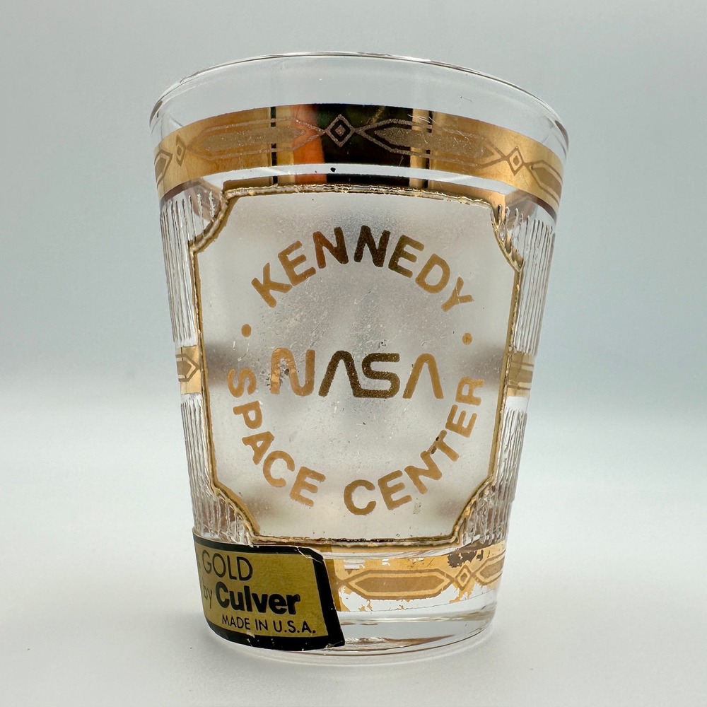 Vintage Culver 22k Gold NASA Kennedy Space Center Space Shuttle Shot Glass USA